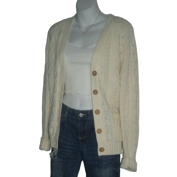 Vintage 70's Exclusive Imports Sweater Cardigan Prep School Academia Cable Knit - Picture 6 of 13